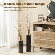 Load image into Gallery viewer, Set of 2 Modern Black and Gold Metal Floor Vases
