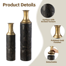 Load image into Gallery viewer, Set of 2 Modern Black and Gold Metal Floor Vases
