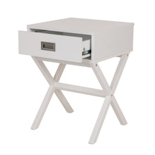 Load image into Gallery viewer, Wooden X-Shape Side Table With Drawer White
