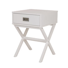 Load image into Gallery viewer, Wooden X-Shape Side Table With Drawer White
