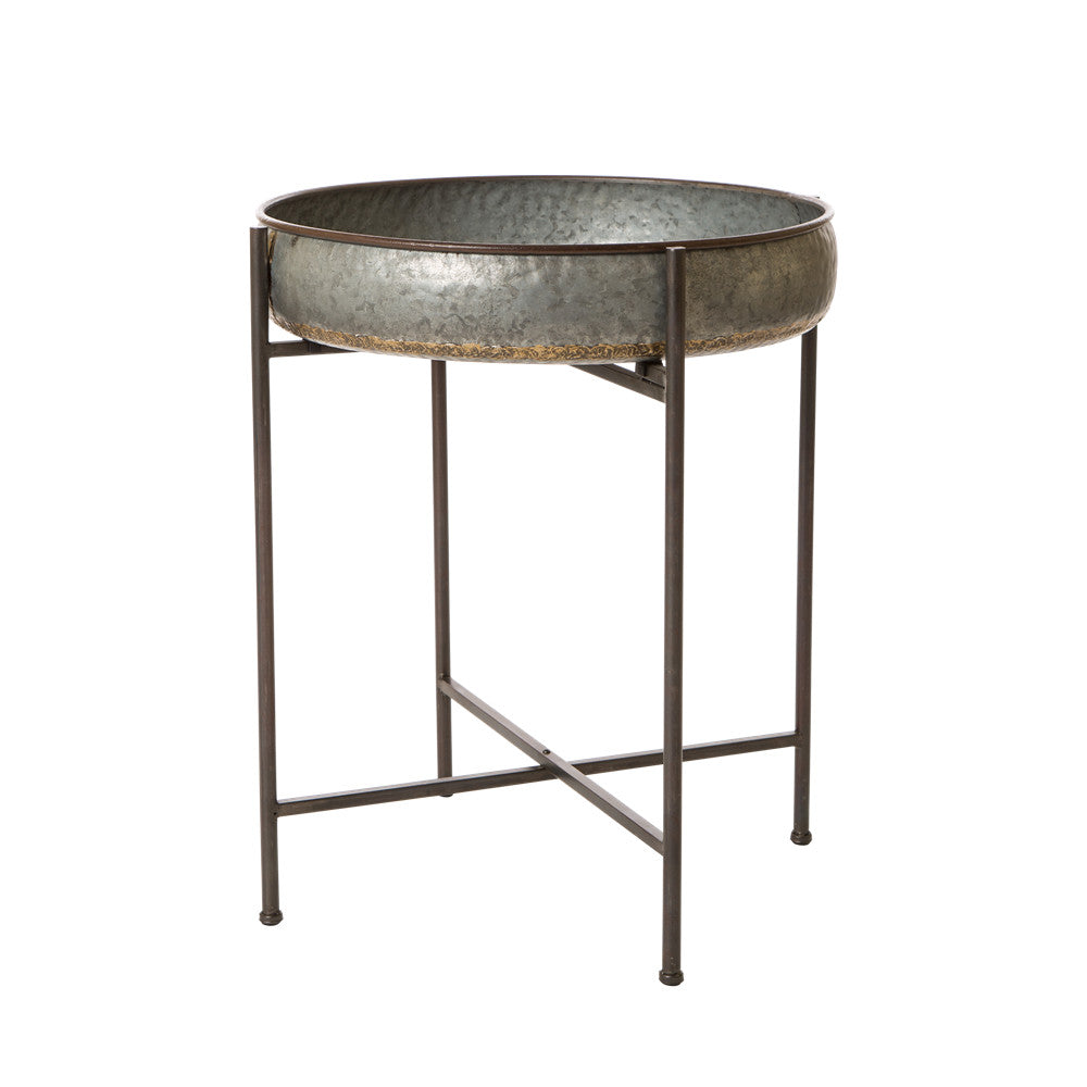 Farmhouse Galvanized Metal Serving Tray Table