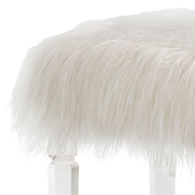 Load image into Gallery viewer, 44.88&quot;L White Faux Fur Acrylic Bench with Acrylic Legs
