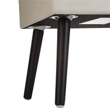 Load image into Gallery viewer, 19.70&quot;L Seashell White Velvet Upholstered Storage Stool with Black Solid Rubberwood Legs
