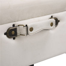 Load image into Gallery viewer, 19.70&quot;L Seashell White Velvet Upholstered Storage Stool with Black Solid Rubberwood Legs
