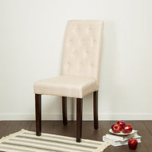 Load image into Gallery viewer, Cream White Upholstered Fabric Dining Chairs With Tufted Back, Set Of 2
