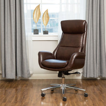 Load image into Gallery viewer, High-Back Adjustable Bonded Leather Executive Swivel Office Chair, Coffee
