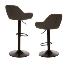 Load image into Gallery viewer, Mid-Century Grey Leatherette Gaslift Adjustable Swivel Bar Stool, Set of 2
