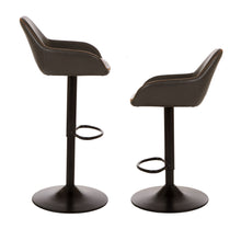 Load image into Gallery viewer, Mid-Century Grey Leatherette Gaslift Adjustable Swivel Bar Stool, Set of 2
