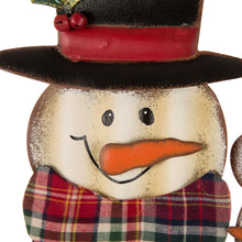 Load image into Gallery viewer, Glizhome 29.92&quot;H Metal Snowman Family Yard Stake or Wall Decor with Plaid Scarfs
