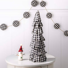 Load image into Gallery viewer, 16.93&quot;H Black &amp; White Plaid Fabric Table Tree
