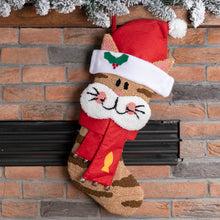 Load image into Gallery viewer, 22&quot; Handmade Hooked 3D Cat Christmas Stocking
