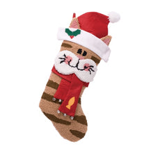 Load image into Gallery viewer, 22&quot; Handmade Hooked 3D Cat Christmas Stocking
