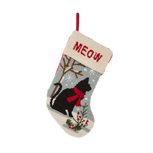 Load image into Gallery viewer, 19&quot; Handmade Hooked Cat Christmas Stocking
