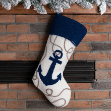 Load image into Gallery viewer, Handmade Nautical Hooked Anchor Christmas Stocking
