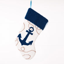 Load image into Gallery viewer, Handmade Nautical Hooked Anchor Christmas Stocking
