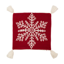 Load image into Gallery viewer, 18&quot;L*18&quot;W Knitted Acrylic Red Pillow Cover with Tassels
