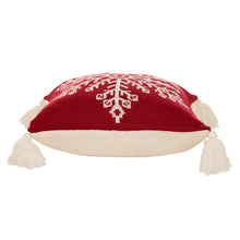 Load image into Gallery viewer, 18&quot;L*18&quot;W Knitted Acrylic Red Pillow Cover with Tassels
