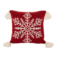 Load image into Gallery viewer, 18&quot;L*18&quot;W Knitted Acrylic Red Pillow Cover with Tassels
