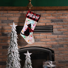 Load image into Gallery viewer, 21&#39;&#39;L LED Embroidered Linen Christmas Stocking - Cat
