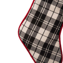 Load image into Gallery viewer, 20&quot;L Black &amp; White Plaid Fabric Christmas Stocking
