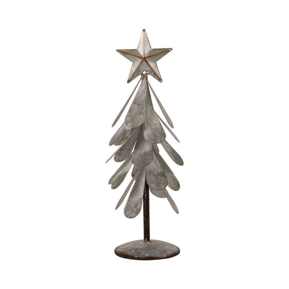 Iron Galvanized Christmas Tree Table Decor, 14.5
