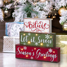 Load image into Gallery viewer, 11.81&quot;L LED Lighted Wooden/Metal Block Word Sign (14 Bulbs)
