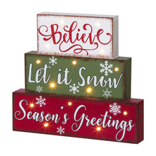 Load image into Gallery viewer, 11.81&quot;L LED Lighted Wooden/Metal Block Word Sign (14 Bulbs)
