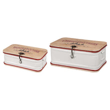 Load image into Gallery viewer, S/2 Enameled Metal/Wooden Storage Chests
