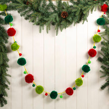 Load image into Gallery viewer, 96&quot;L Multi Color Pompom Garland
