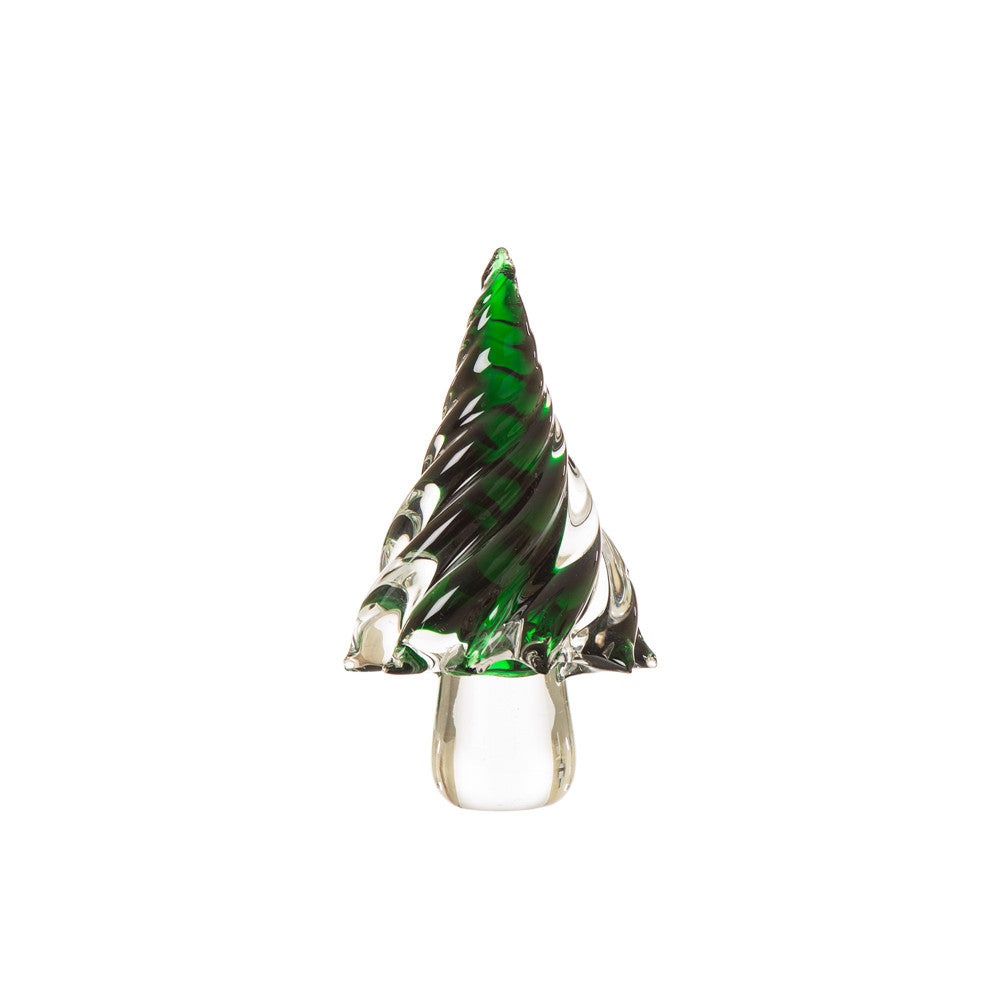 Striped Table Decor Glass Christmas Tree, 7.9