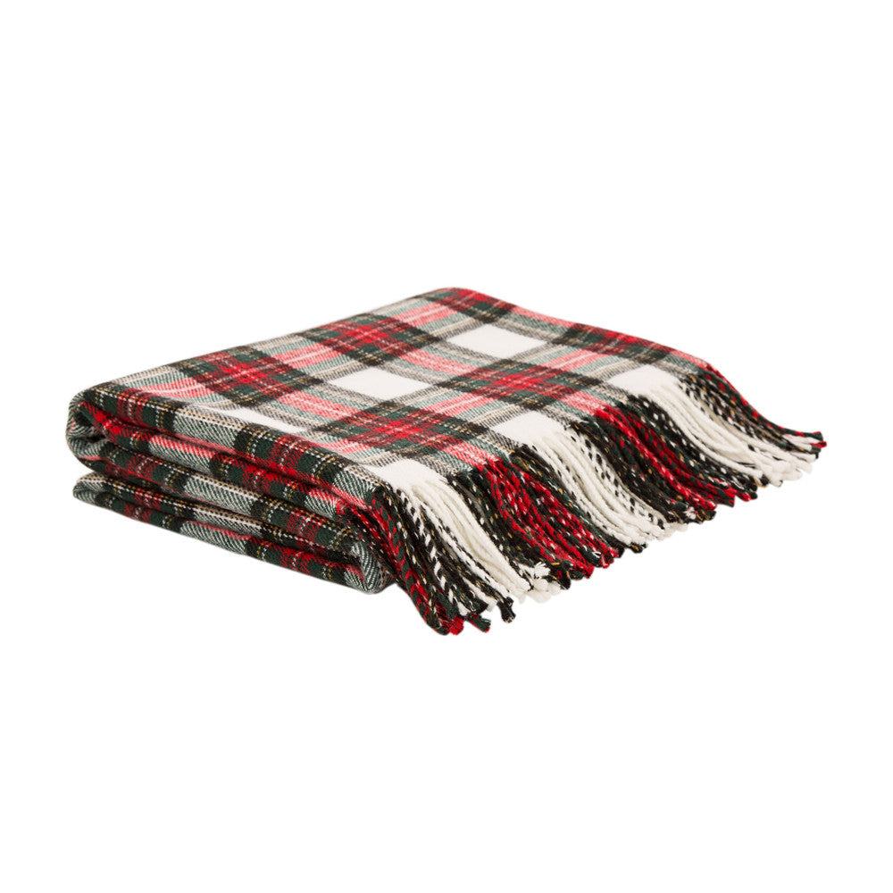 100% Acrylic Dress Stewart Tartan Plaid Throw Blanket with Fringe, 50'' x 60''