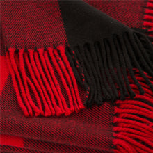 Load image into Gallery viewer, Plaid Check Tassel Throw Blanket, 50&quot; x 60&quot;, Red

