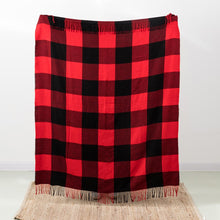 Load image into Gallery viewer, Plaid Check Tassel Throw Blanket, 50&quot; x 60&quot;, Red
