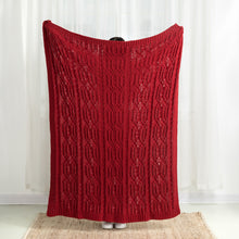 Load image into Gallery viewer, 60&quot;L*50&quot;W Knitted Polyester Red Throw Blanket 865g

