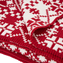 Load image into Gallery viewer, 60"L*50"W Knitted Snowflake Polyester Red/White Throw Blanket 930g
