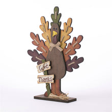 Load image into Gallery viewer, Burlap Wooden Turkey Decor for Thanksgiving
