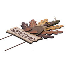 Load image into Gallery viewer, Burlap Wooden Autumn Turkey Welcome Sign or Yard Stake
