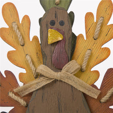 Load image into Gallery viewer, Burlap Wooden Autumn Turkey Welcome Sign or Yard Stake
