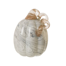 Load image into Gallery viewer, 5.71&#39;&#39;H Hand Blown Gray Marbleized Glass Pumpkin Decor

