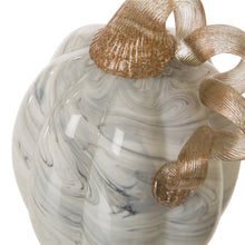 Load image into Gallery viewer, 5.71&#39;&#39;H Hand Blown Gray Marbleized Glass Pumpkin Decor
