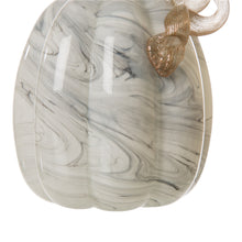 Load image into Gallery viewer, 5.71&#39;&#39;H Hand Blown Gray Marbleized Glass Pumpkin Decor
