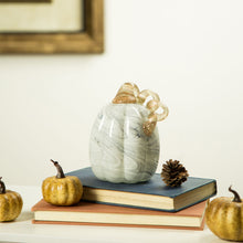 Load image into Gallery viewer, 5.71&#39;&#39;H Hand Blown Gray Marbleized Glass Pumpkin Decor
