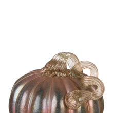 Load image into Gallery viewer, S/2 Blue/Gold Glittery Glass Pumpkin Decor
