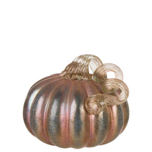 Load image into Gallery viewer, S/2 Blue/Gold Glittery Glass Pumpkin Decor

