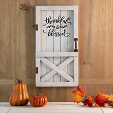 Load image into Gallery viewer, 18&quot;H White Wooden Thanksgiving Barn Door Wall Decor or Standing Decor
