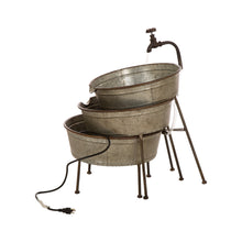 Load image into Gallery viewer, Farmhouse 3-Tiered Galvanized Metal Cascading Water Garden Fountain
