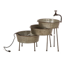 Load image into Gallery viewer, Farmhouse 3-Tiered Galvanized Metal Cascading Water Garden Fountain

