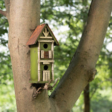 Load image into Gallery viewer, 12.8&quot;H Tall Two-Tier Hand Painted Wood Birdhouse
