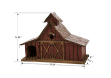 Load image into Gallery viewer, 20.67&quot;L Extra-Large Rustic Wood Barn Birdhouse
