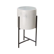 Load image into Gallery viewer, Set of 3 Washed White Metal Plant Stands
